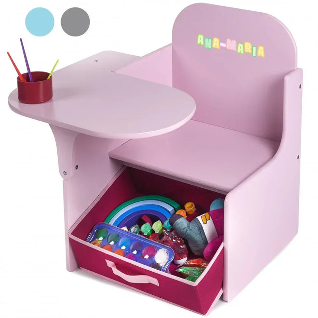 Set Masuta Cu Scaun Incorporat pentru Copii, 3 In 1, Din Lemn Mdf, Varsta 3-6 ani Roz - Bebeboo - Totul pentru copii. Jucării, Hăinuțe, Perne, Mobilier, Textile