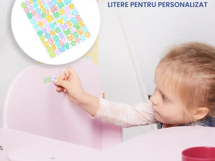 Set Masuta Cu Scaun Incorporat pentru Copii, 3 In 1, Din Lemn Mdf, Varsta 3-6 ani Roz - Bebeboo - Totul pentru copii. Jucării, Hăinuțe, Perne, Mobilier, Textile