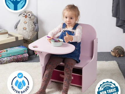 Set Masuta Cu Scaun Incorporat pentru Copii, 3 In 1, Din Lemn Mdf, Varsta 3-6 ani Roz - Bebeboo - Totul pentru copii. Jucării, Hăinuțe, Perne, Mobilier, Textile