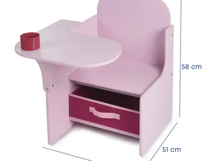 Set Masuta Cu Scaun Incorporat pentru Copii, 3 In 1, Din Lemn Mdf, Varsta 3-6 ani Roz - Bebeboo - Totul pentru copii. Jucării, Hăinuțe, Perne, Mobilier, Textile