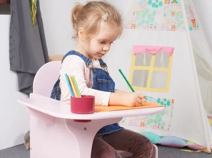 Set Masuta Cu Scaun Incorporat pentru Copii, 3 In 1, Din Lemn Mdf, Varsta 3-6 ani Roz - Bebeboo - Totul pentru copii. Jucării, Hăinuțe, Perne, Mobilier, Textile