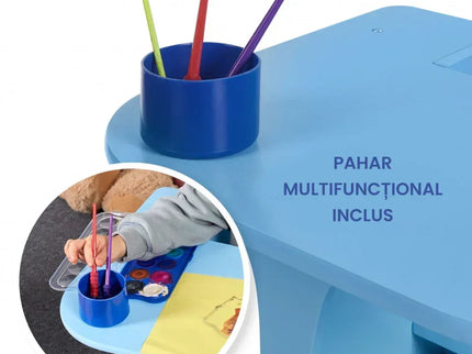 Set Masuta Cu Scaun Incorporat pentru Copii 3 In 1, Din Lemn Mdf, Varsta 3-6 ani Albastru - Bebeboo - Totul pentru copii. Jucării, Hăinuțe, Perne, Mobilier, Textile