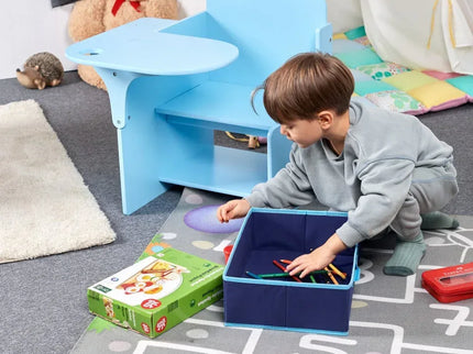 Set Masuta Cu Scaun Incorporat pentru Copii 3 In 1, Din Lemn Mdf, Varsta 3-6 ani Albastru - Bebeboo - Totul pentru copii. Jucării, Hăinuțe, Perne, Mobilier, Textile