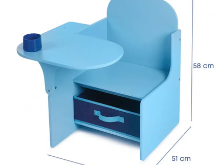 Set Masuta Cu Scaun Incorporat pentru Copii 3 In 1, Din Lemn Mdf, Varsta 3-6 ani Albastru - Bebeboo - Totul pentru copii. Jucării, Hăinuțe, Perne, Mobilier, Textile