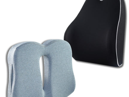 Set Perna de Sezut Coccis suport si Perna Lombara Confort, Suporto Confort Complet, Pentru scaun Slim de birou sau masina, Negru / Gri