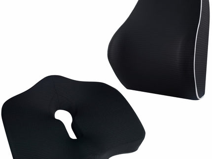 Set perna sezut semi-colac si perna lombara confort, Suporto®️culoare negru