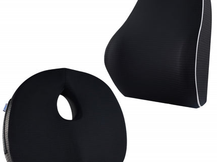 Set perna sezut si perna lombara, Suporto®️ Compact, culoare negru