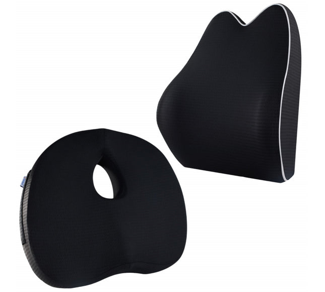 Set perna sezut si perna lombara, Suporto®️ Compact, culoare negru