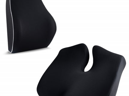 Set perna sezut si perna lombara, Suporto®️ Confort, culoare negru