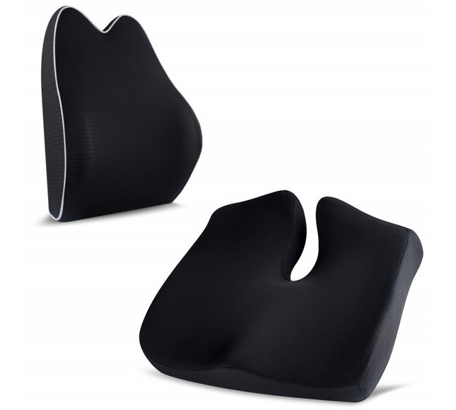 Set perna sezut si perna lombara, Suporto®️ Confort, culoare negru