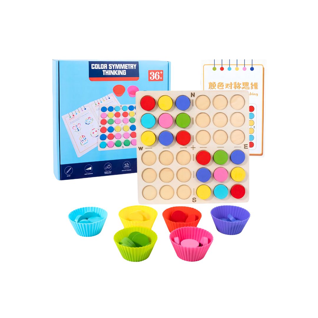 Simetrie și Recunoașterea Culorilor, cu modele și jetoane colorate