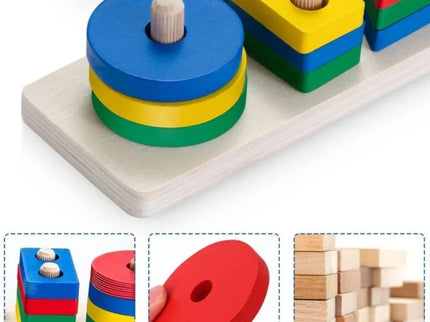 Sortator de forme geometrice, 16 piese, din lemn - Bebeboo - Totul pentru copii. Jucării, Hăinuțe, Perne, Mobilier, Textile