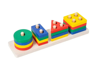Sortator de forme geometrice, 16 piese, din lemn - Bebeboo - Totul pentru copii. Jucării, Hăinuțe, Perne, Mobilier, Textile