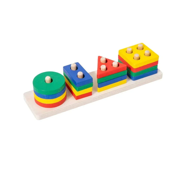 Sortator de forme geometrice, 16 piese, din lemn - Bebeboo - Totul pentru copii. Jucării, Hăinuțe, Perne, Mobilier, Textile