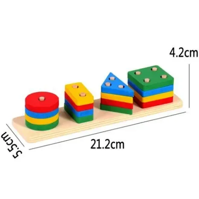 Sortator Geometric Montessori – 16 Forme din Lemn, 4 Culori - Bebeboo - Totul pentru copii. Jucării, Hăinuțe, Perne, Mobilier, Textile