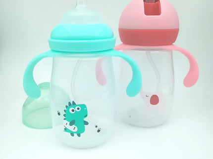 Sticla bebelusi 2 in 1, 300 ml, diverse culori, silicon + pp, 6 luni +