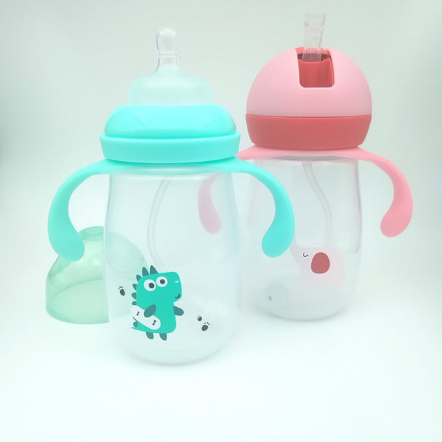 Sticla bebelusi 2 in 1, 300 ml, diverse culori, silicon + pp, 6 luni +