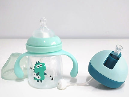 Sticla bebelusi 2 in 1, 180 ml, diverse culori, silicon + pp, 4 luni +