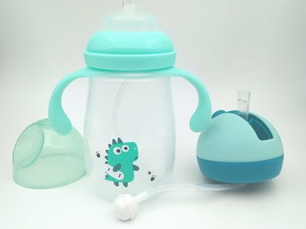 Sticla bebelusi 2 in 1, 300 ml, diverse culori, silicon + pp, 6 luni +