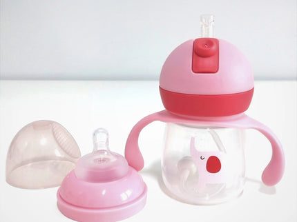 Sticla bebelusi 2 in 1, 180 ml, diverse culori, silicon + pp, 4 luni +