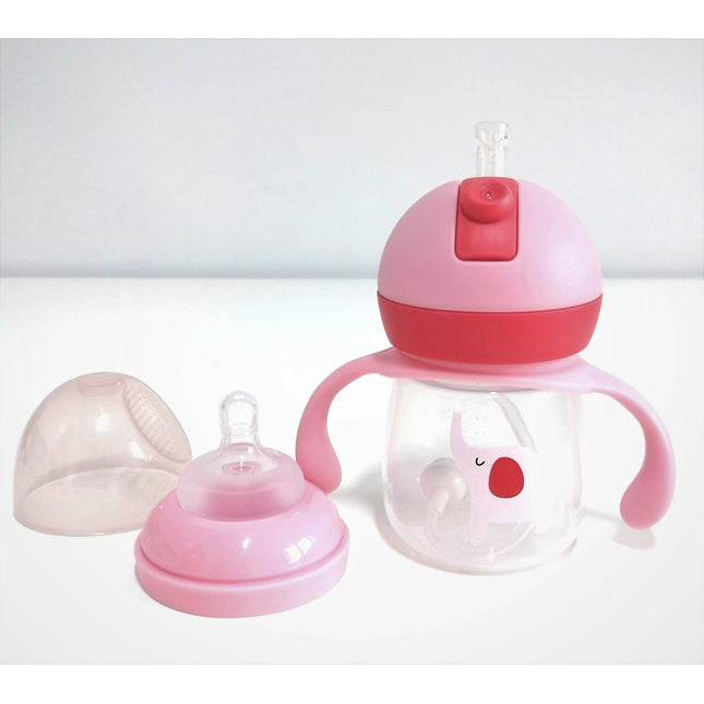 Sticla bebelusi 2 in 1, 180 ml, diverse culori, silicon + pp, 4 luni +