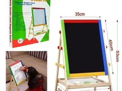 Tablă multifuncțională dublă din lemn 33,9 × 63,5 cm – 2 fețe de utilizare - Bebeboo - Totul pentru copii. Jucării, Hăinuțe, Perne, Mobilier, Textile