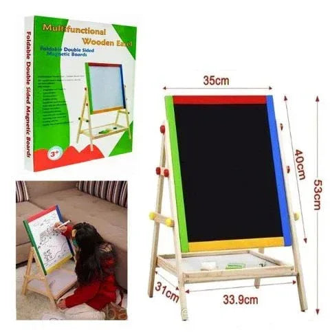 Tablă multifuncțională dublă din lemn 33,9 × 63,5 cm – 2 fețe de utilizare - Bebeboo - Totul pentru copii. Jucării, Hăinuțe, Perne, Mobilier, Textile