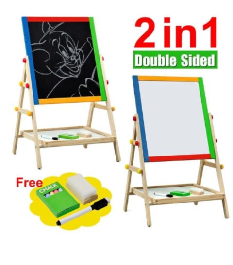 Tablă multifuncțională dublă din lemn 33,9 × 63,5 cm – 2 fețe de utilizare