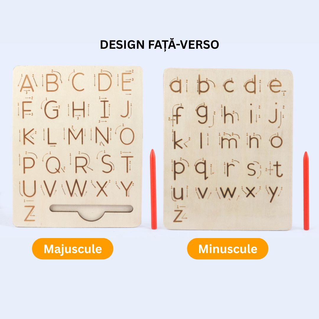 Tăbliță Montessori din lemn – Învață alfabetul