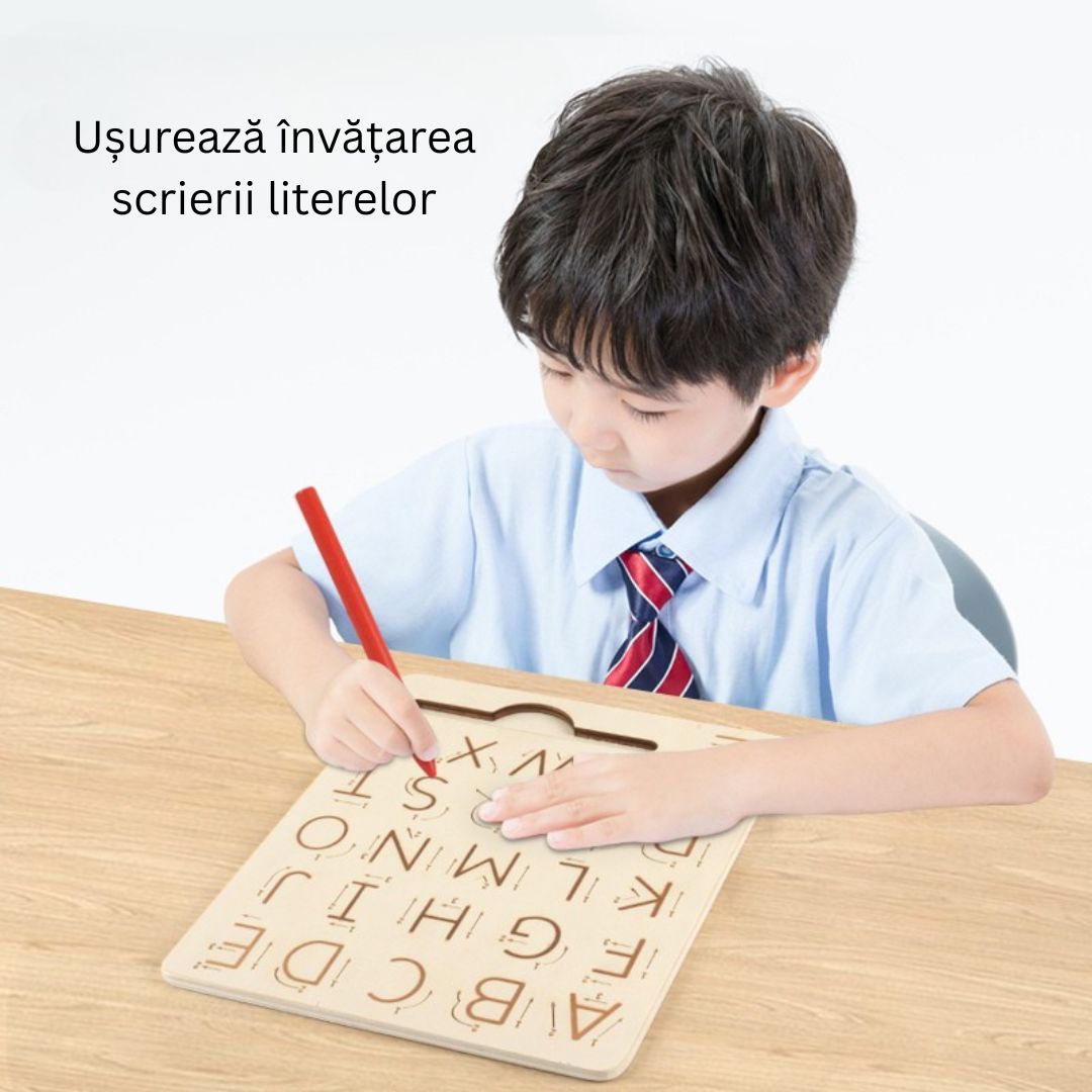 Tăbliță Montessori din lemn – Învață alfabetul