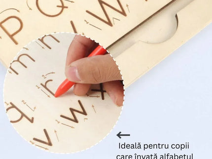 Tăbliță Montessori din lemn – Învață alfabetul - Bebeboo - Totul pentru copii. Jucării, Hăinuțe, Perne, Mobilier, Textile