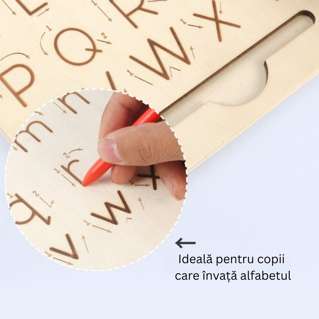 Tăbliță Montessori din lemn – Învață alfabetul