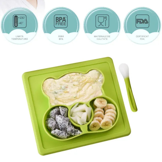 Taviță de diversificare din silicon – bebeluși 4 luni+, 22,5 × 20 × 2,5 cm