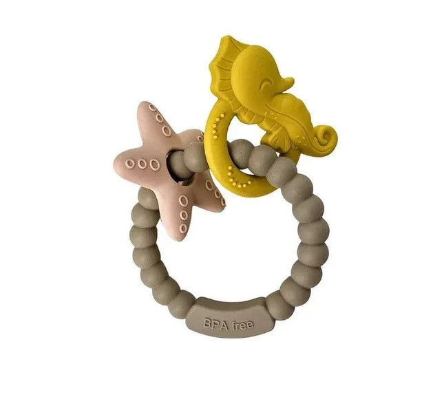 Jucărie de dentiție tip brățară – Model căluț și stea de mare, din silicon alimentar, fără BPA - Bebeboo - Totul pentru copii. Jucării, Hăinuțe, Perne, Mobilier, Textile