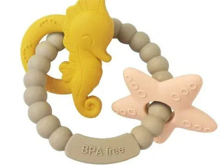 Jucărie de dentiție tip brățară – Model căluț și stea de mare, din silicon alimentar, fără BPA - Bebeboo - Totul pentru copii. Jucării, Hăinuțe, Perne, Mobilier, Textile