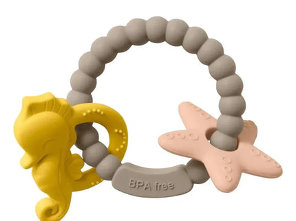 Jucărie de dentiție tip brățară – Model căluț și stea de mare, din silicon alimentar, fără BPA - Bebeboo - Totul pentru copii. Jucării, Hăinuțe, Perne, Mobilier, Textile