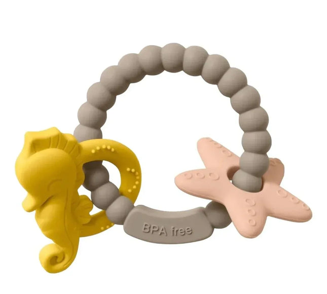 Jucărie de dentiție tip brățară – Model căluț și stea de mare, din silicon alimentar, fără BPA - Bebeboo - Totul pentru copii. Jucării, Hăinuțe, Perne, Mobilier, Textile