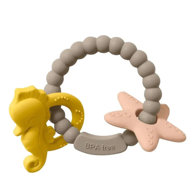 Jucărie de dentiție tip brățară – Model căluț și stea de mare, din silicon alimentar, fără BPA - Bebeboo - Totul pentru copii. Jucării, Hăinuțe, Perne, Mobilier, Textile