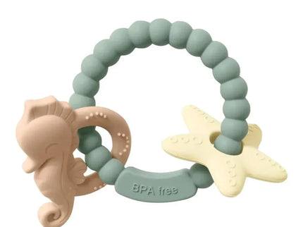 Jucărie de dentiție tip brățară – Model căluț și stea de mare, din silicon alimentar, fără BPA - Bebeboo - Totul pentru copii. Jucării, Hăinuțe, Perne, Mobilier, Textile