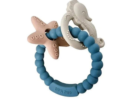 Jucărie de dentiție tip brățară – Model căluț și stea de mare, din silicon alimentar, fără BPA - Bebeboo - Totul pentru copii. Jucării, Hăinuțe, Perne, Mobilier, Textile