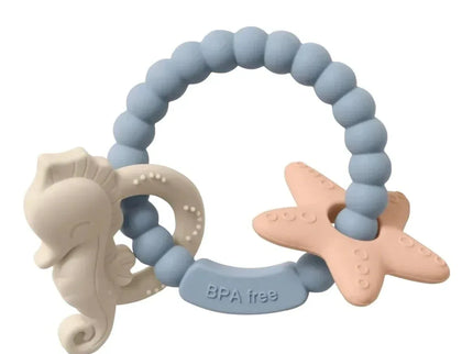 Jucărie de dentiție tip brățară – Model căluț și stea de mare, din silicon alimentar, fără BPA - Bebeboo - Totul pentru copii. Jucării, Hăinuțe, Perne, Mobilier, Textile