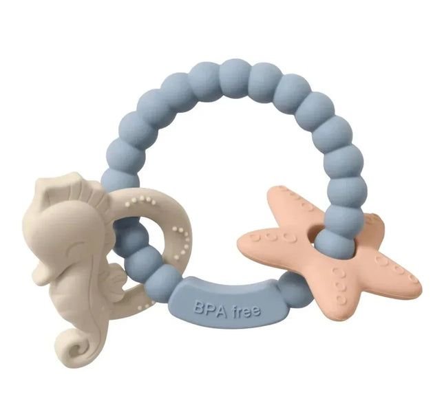 Jucărie de dentiție tip brățară – Model căluț și stea de mare, din silicon alimentar, fără BPA - Bebeboo - Totul pentru copii. Jucării, Hăinuțe, Perne, Mobilier, Textile