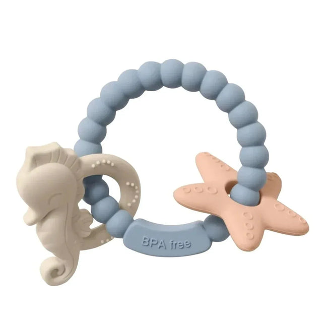 Jucărie de dentiție tip brățară – Model căluț și stea de mare, din silicon alimentar, fără BPA - Bebeboo - Totul pentru copii. Jucării, Hăinuțe, Perne, Mobilier, Textile