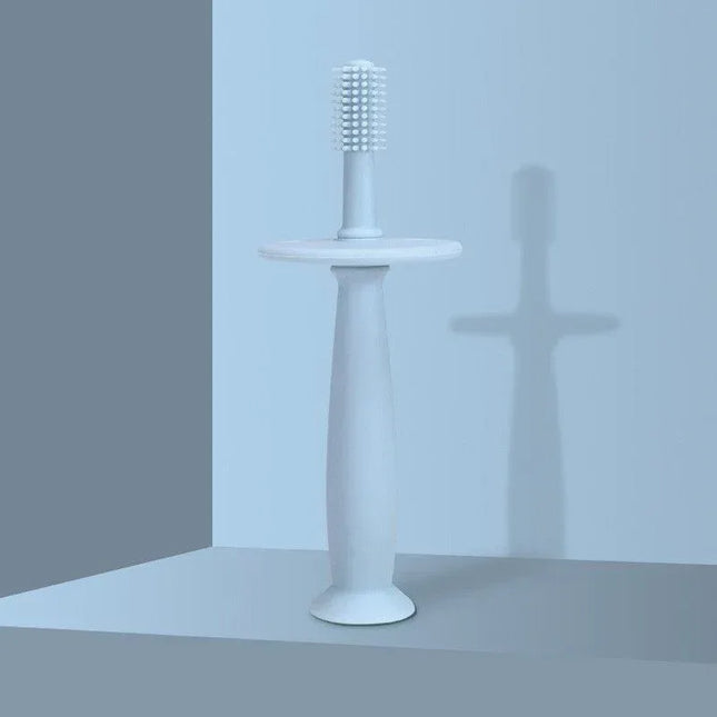 Periuță de dinți din silicon pentru bebeluși – Fără BPA, 360°, cu barieră anti-înghițire și mâner ergonomic - Bebeboo - Totul pentru copii. Jucării, Hăinuțe, Perne, Mobilier, Textile