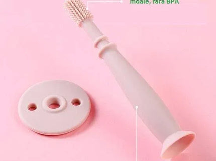 Periuță de dinți din silicon pentru bebeluși – Fără BPA, 360°, cu barieră anti-înghițire și mâner ergonomic - Bebeboo - Totul pentru copii. Jucării, Hăinuțe, Perne, Mobilier, Textile