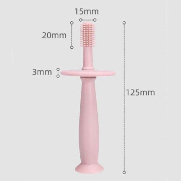 Periuță de dinți din silicon pentru bebeluși – Fără BPA, 360°, cu barieră anti-înghițire și mâner ergonomic