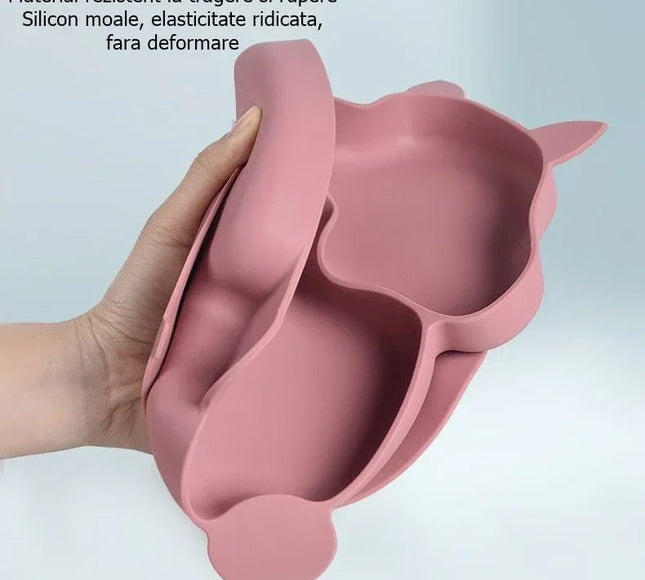 Set 10 piese diversificare bebeluși și copii din silicon – Bavetă, farfurie compartimentată, bol cu ventuză, tacâmuri, cană și capac pentru gustări - Bebeboo - Totul pentru copii. Jucării, Hăinuțe, Perne, Mobilier, Textile