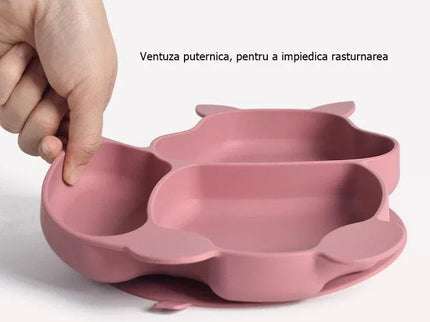 Set 10 piese diversificare bebeluși și copii din silicon – Bavetă, farfurie compartimentată, bol cu ventuză, tacâmuri, cană și capac pentru gustări - Bebeboo - Totul pentru copii. Jucării, Hăinuțe, Perne, Mobilier, Textile