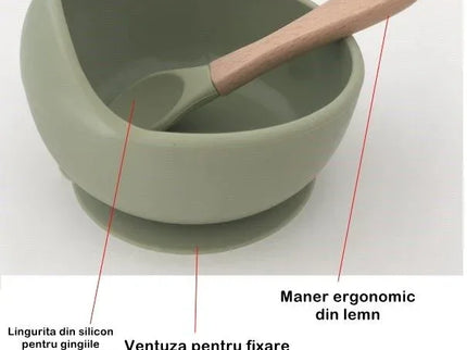 Set 8 piese diversificare bebeluși și copii din silicon – Bavetă, farfurie compartimentată, bol cu ventuză, tacâmuri și cană - Bebeboo - Totul pentru copii. Jucării, Hăinuțe, Perne, Mobilier, Textile