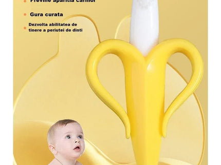 Jucărie de dentiție pentru bebeluși – Banană cu mânere, din silicon non-toxic, fără BPA - Bebeboo - Totul pentru copii. Jucării, Hăinuțe, Perne, Mobilier, Textile